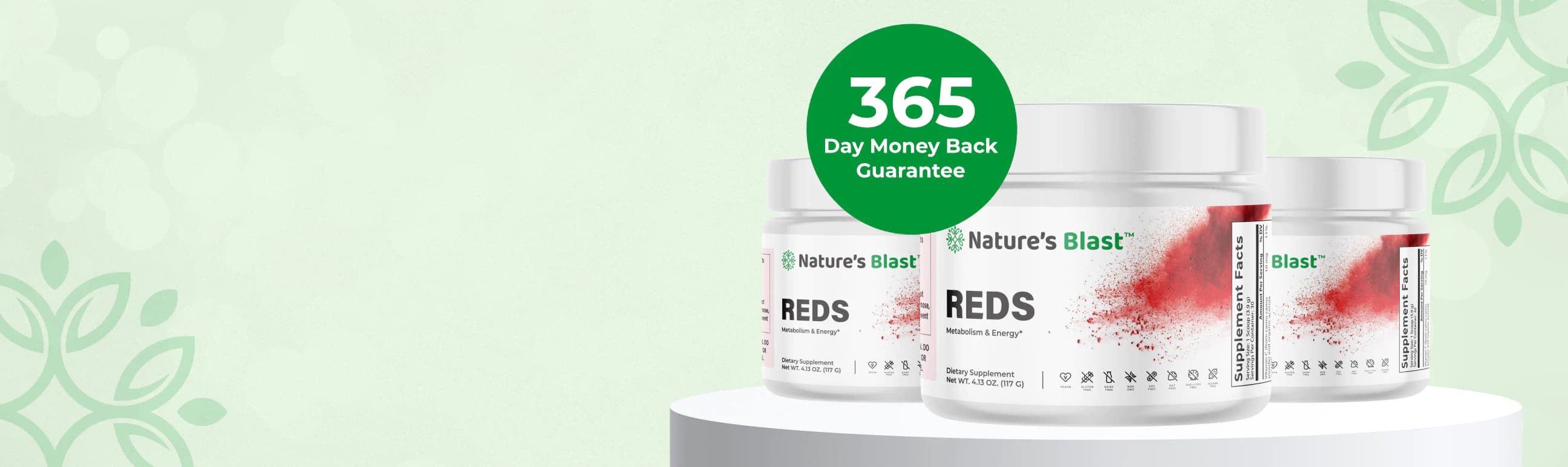 Promo banner for Nature's Blast Metabolic Reds supplement