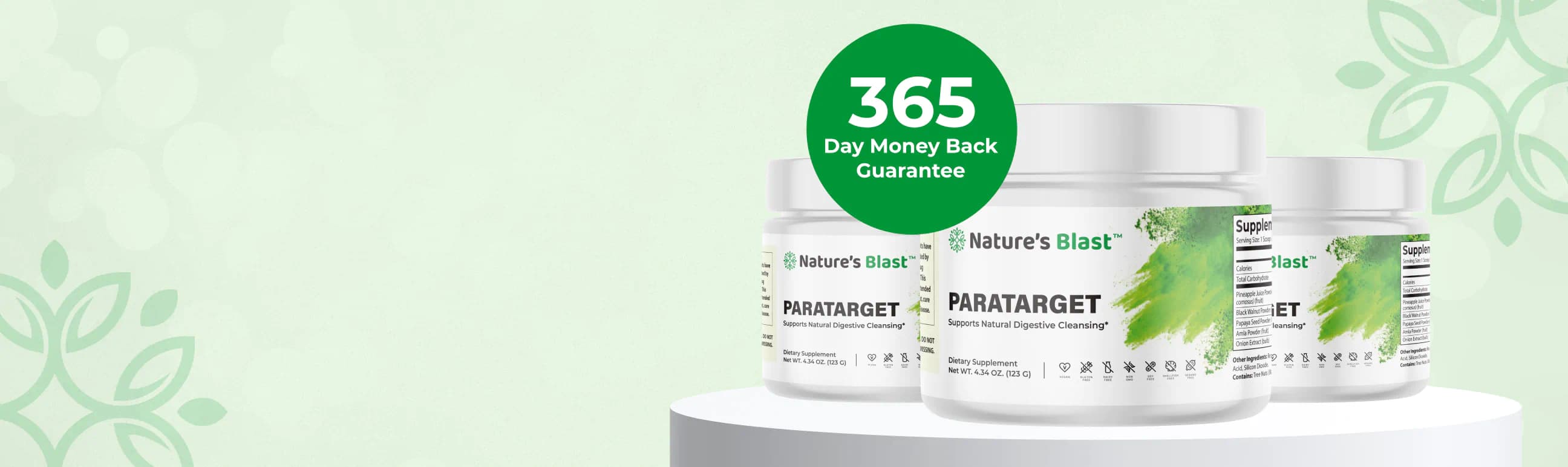 Promo banner for Nature's Blast Paratarget supplement